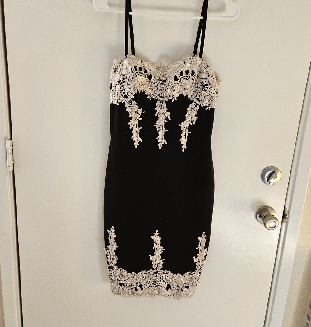 Haute Monde Black Dress with Cream Lace - Picture 5 of 6